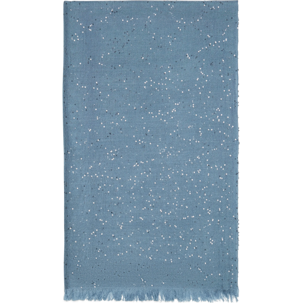 Brunello Cucinelli Cashmere And Silk Diamond Yarn Scarf In Avio Blue