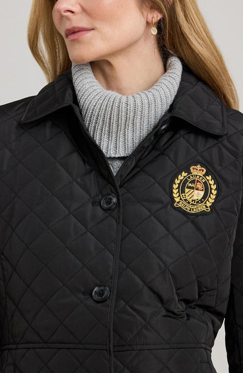 Ralph Lauren Lauren  Crested Quilted Jacket In Black