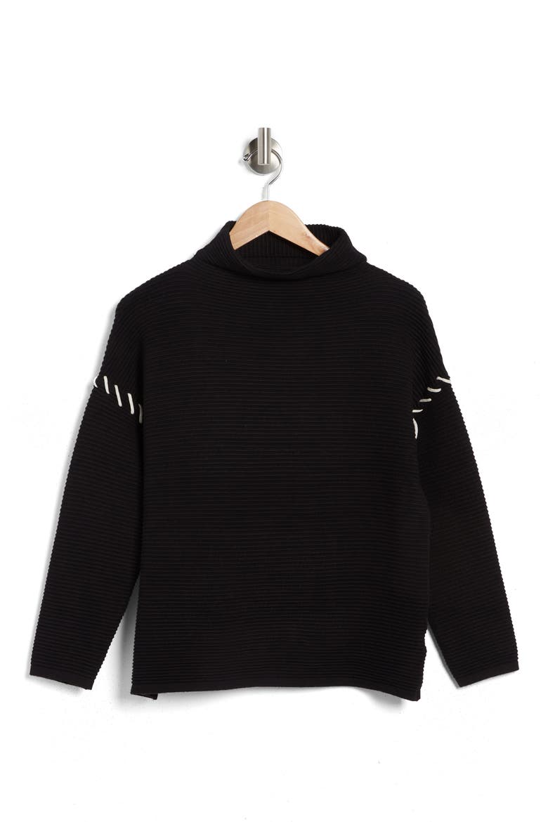 Mock Neck Ottoman Sweater, Alternate, color, BLACK OAT HEATHER