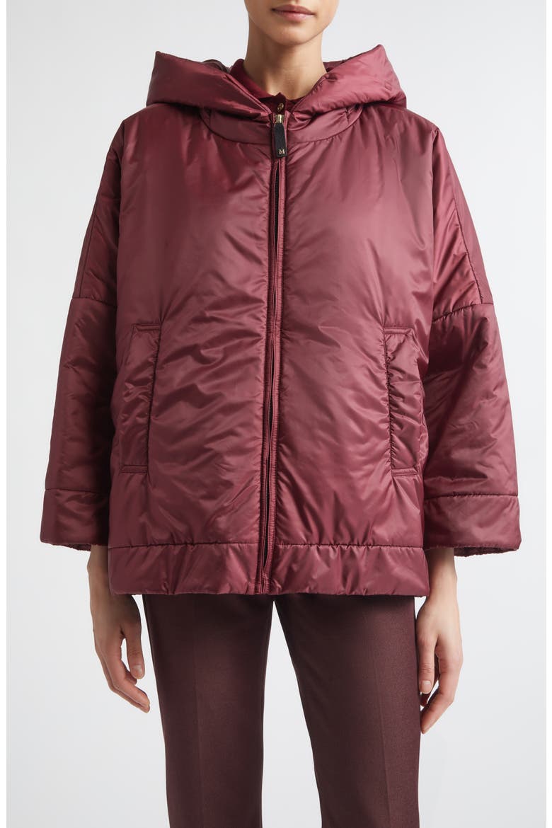 Oversize Water Repellent Hooded Puffer Jacket, Main, color, RED