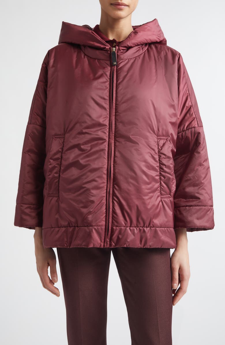 Max Mara Oversize Water Repellent Hooded Puffer Jacket, Main, color, Red