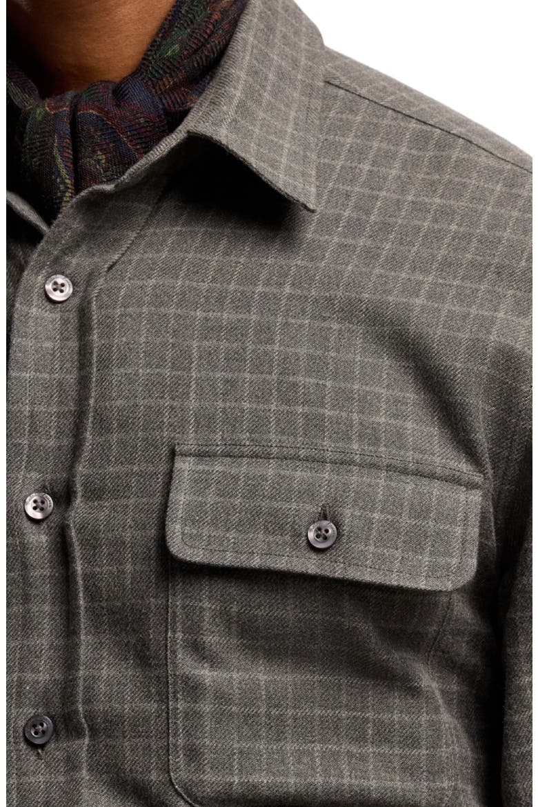 Cooper Tattersall Check Cotton Flannel Button-Up Shirt, Alternate, color, MEDIUM GREY MELANGE