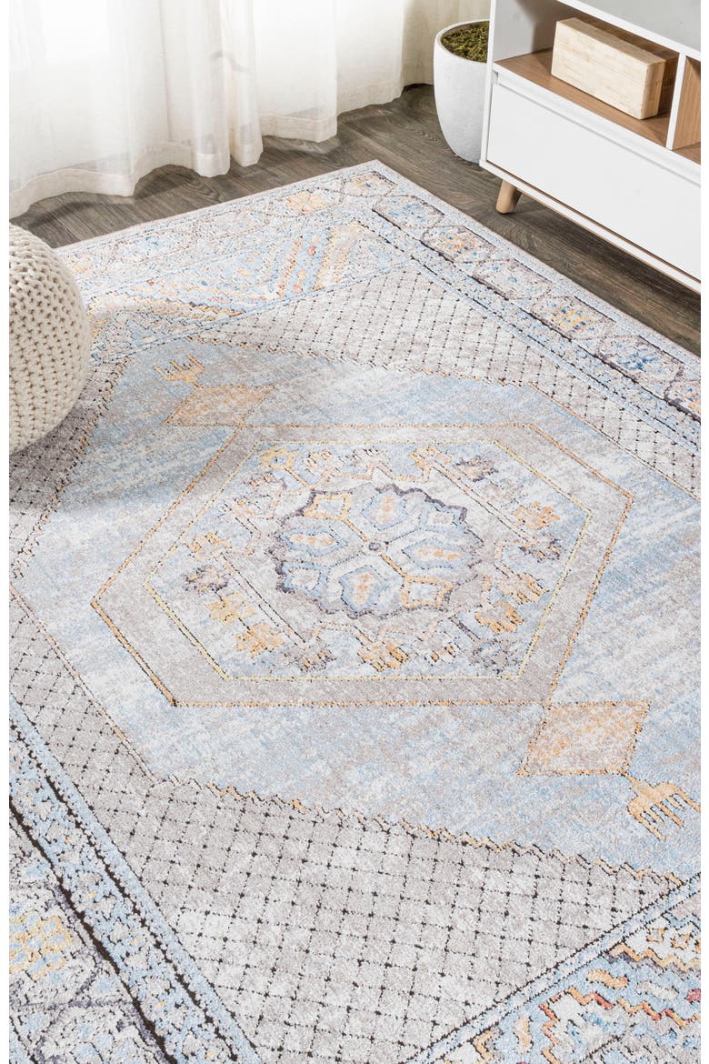Izmit Geometric Vintage Medallion Area Rug, Alternate, color, Gray/Mustard/Turquoise