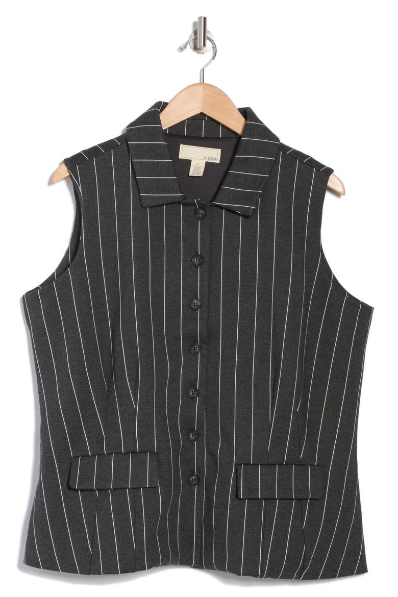 Ponte Vest, Alternate, color, CHARCOAL GREY/ WHITE PINSTRIPE
