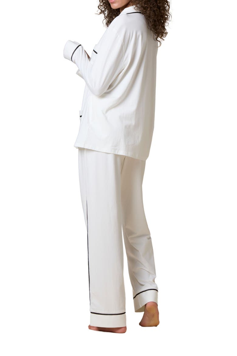 Bride Stretch Cotton Long Pajama Set, Alternate, color, Pearl