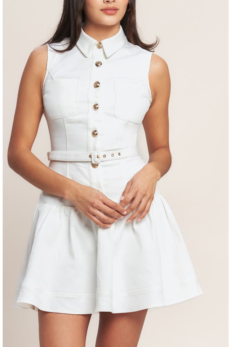 Sleeveless Denim Minidress, Alternate, color, WHITE