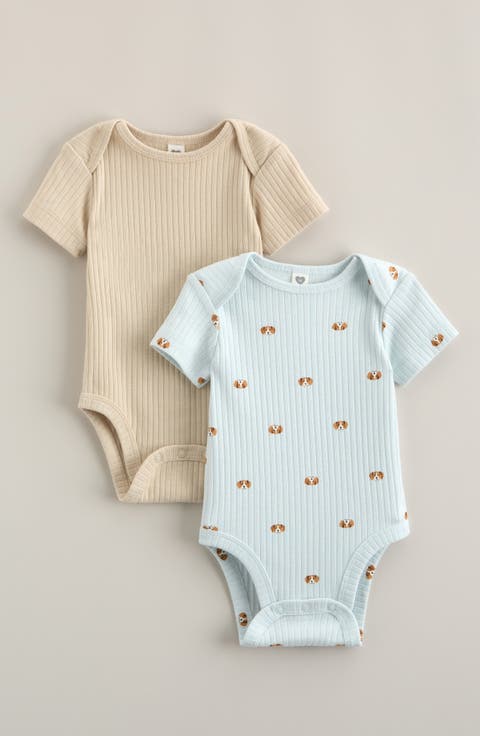 Assorted 2-Pack Cotton Blend Rib Bodysuits