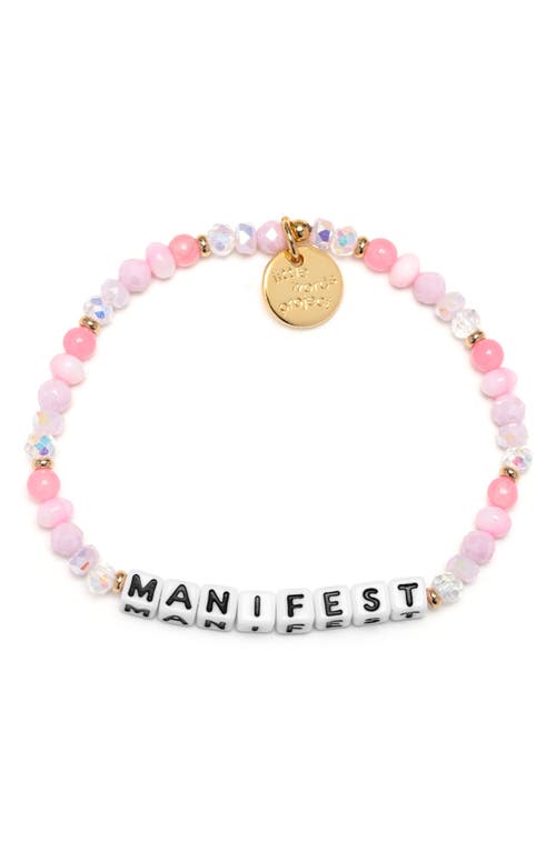 Little Words Project Manifest Beaded Stretch Bracelet In Brown