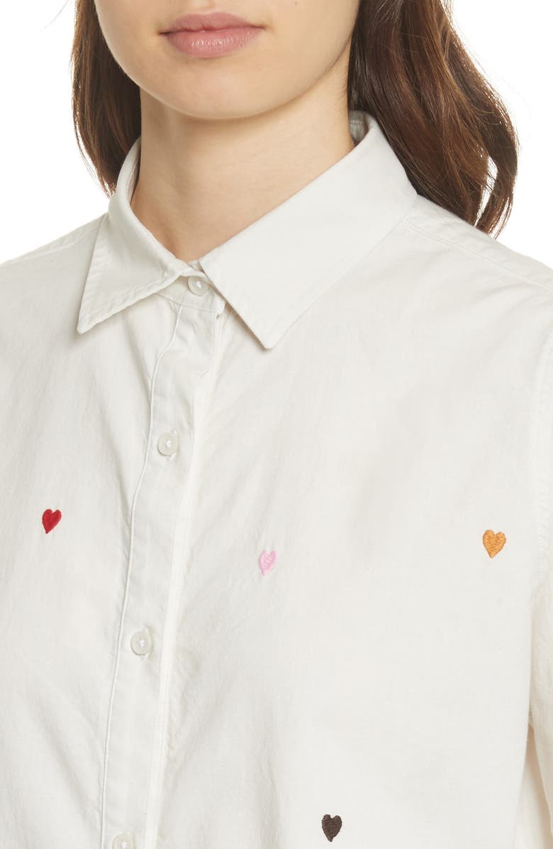 THE GREAT. The Campus Heart Embroidered Shirt, Alternate, color, 