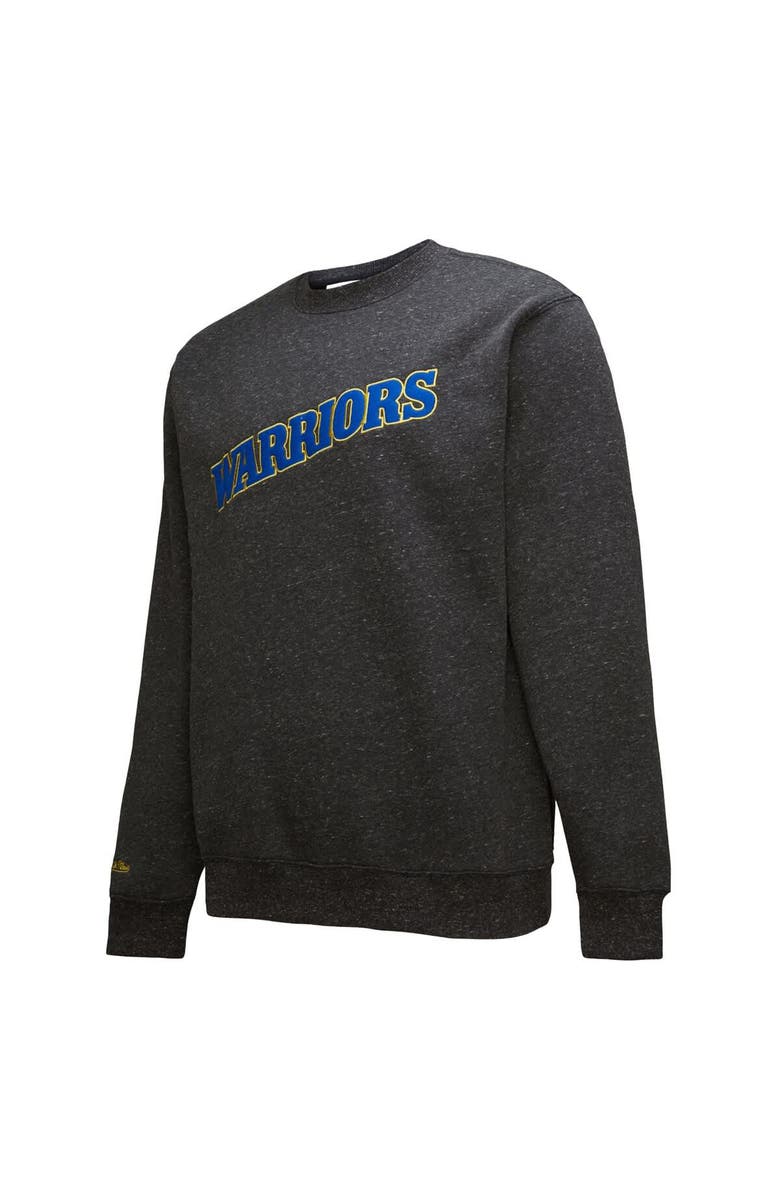 Mitchell & Ness Men's Black Golden State Warriors Mitchell & Ness Black Out Collection Snow Washed Vintage Logo Pullover Sweatshirt, Alternate, color, Black