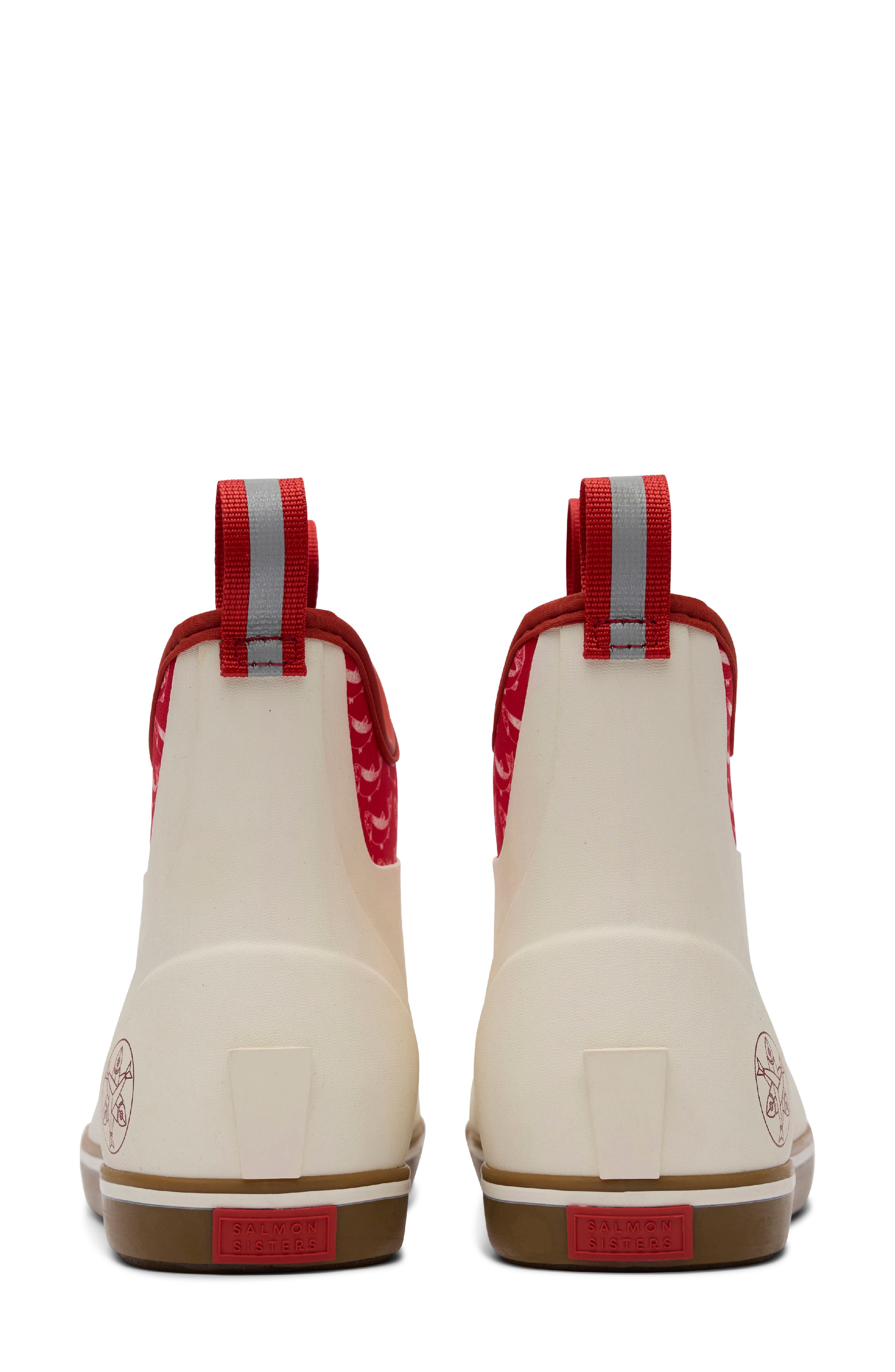 x Salmon Sisters Waterproof Ankle Deck Boot, Alternate, color, IVORY/ FIRE SALMON PRINT