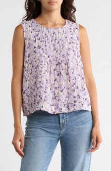 Bobeau Pleated Sleeveless Top