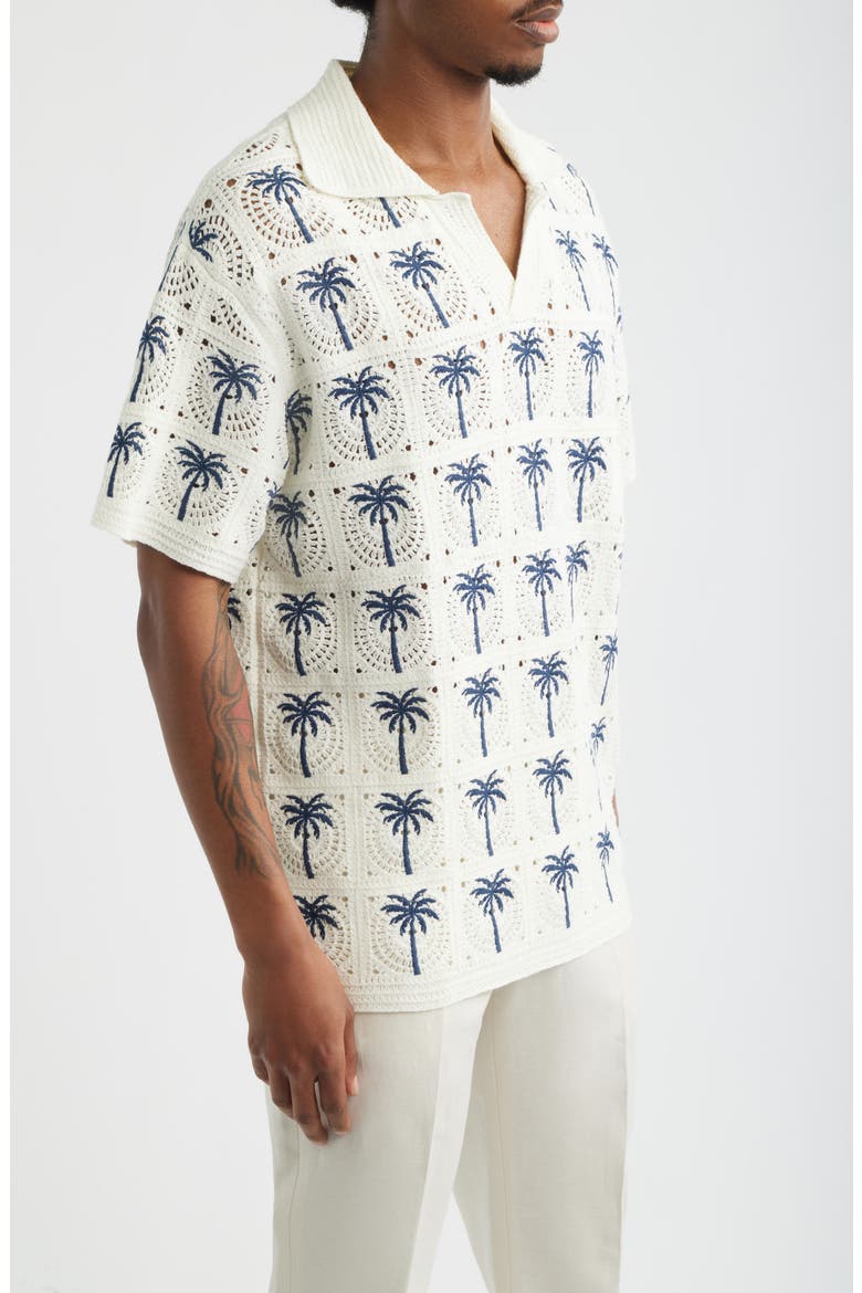 Palm Beach Crochet Polo, Alternate, color, BLUE