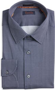 Zanella Bond Micropattern Knit Cotton Blend Dress Shirt