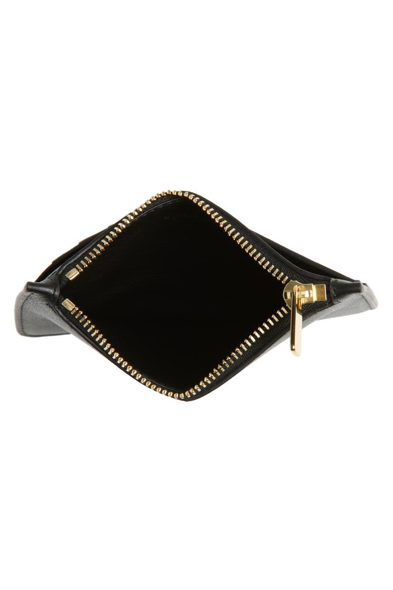Leather Zip Card Holder, Alternate, color, BLACK