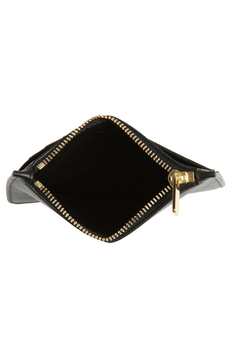 Mansur Gavriel Leather Zip Card Holder, Alternate, color, Black