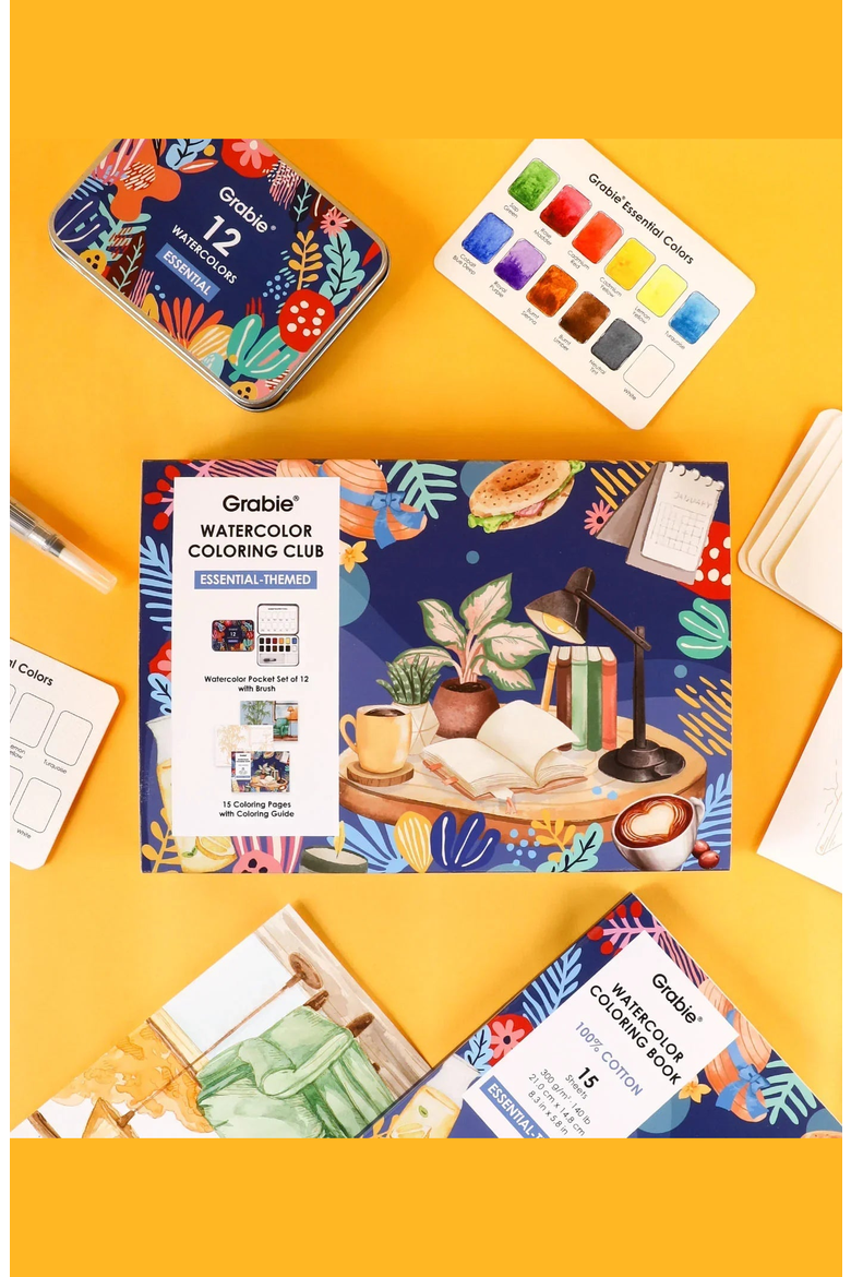 Essential Themed Watercolor Coloring Club Box, Alternate, color, Blue