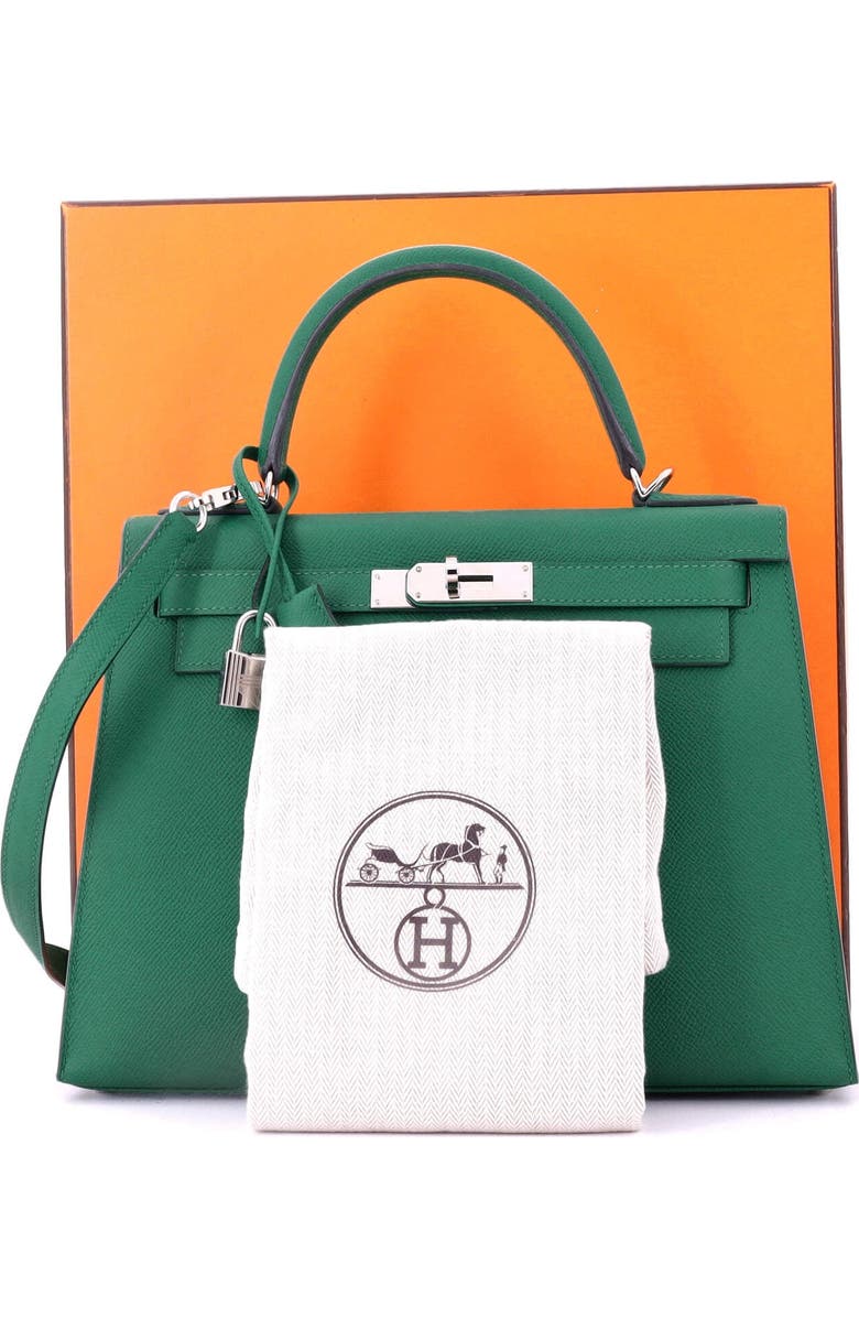 Pre-Owned Hermes Kelly Handbag Green Epsom with Palladium Hardware 28, Alternate, color, Vert Vertigo
