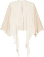 Elan Open Stitch Accent Tie Front Cover-Up Top