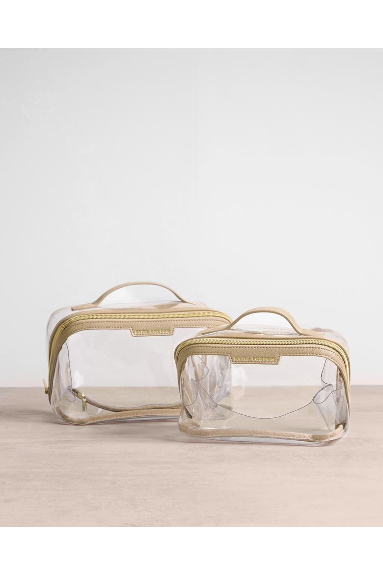 Large Clear Makeup and Toiletry Bag in Light Taupe, Alternate, color, Light Taupe