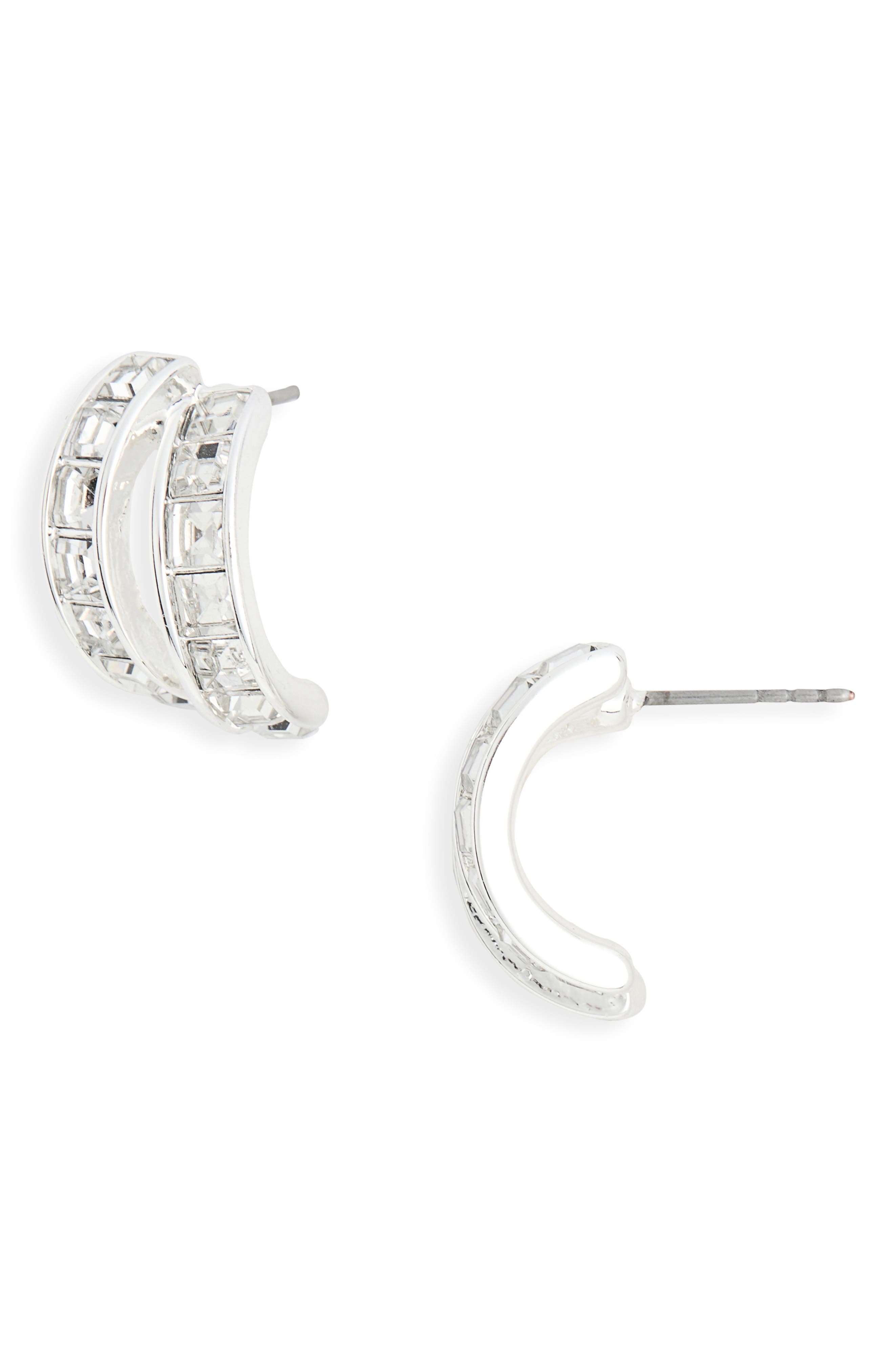 NORDSTROM RACK Crystal Double Huggie Hoop Earrings
