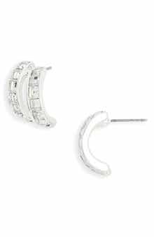 NORDSTROM RACK Crystal Double Huggie Hoop Earrings