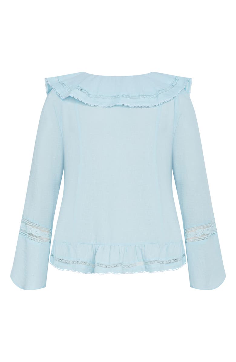 City Chic Sara Ruffle Button-Up Top, Alternate, color, Ice Blue