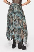 Disturbia Thalassa Print Hanky Hem Midi Skirt