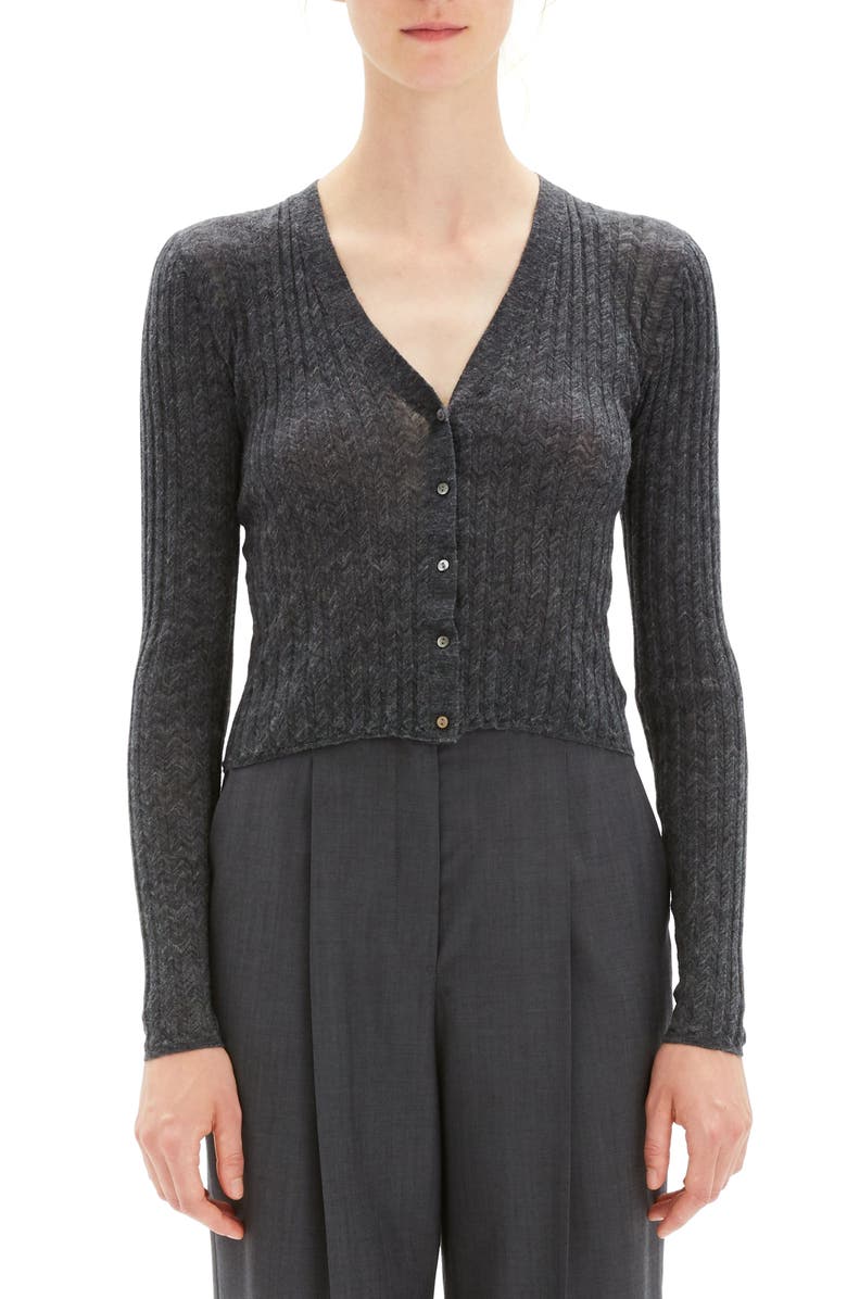 Theory Crop Rib Cardigan, Main, color, 