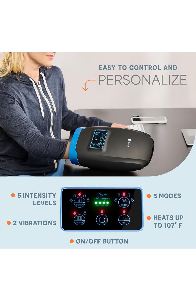 Lifepro Legra Plus Hand Massager with Heat and Compression Finger, Wrist, and Palm Massager with 5 and 6 Modes, Alternate, color, 5 Modes Black