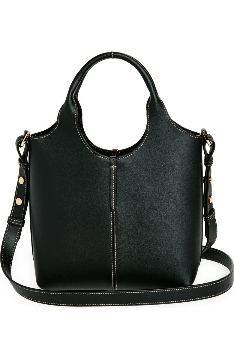 Tod
s Mini Leather Shopping Bag Tote, Alternate, color, Nero