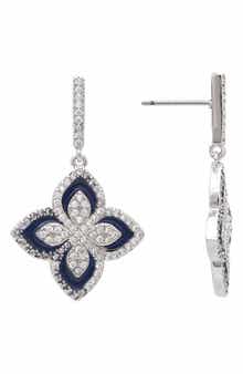 RIVKA FRIEDMAN Enamel & Cubic Zirconia Flower Drop Earrings