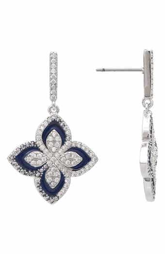 RIVKA FRIEDMAN Enamel & Cubic Zirconia Flower Drop Earrings