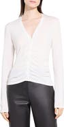 Theory Shirred Merino Wool Cardigan