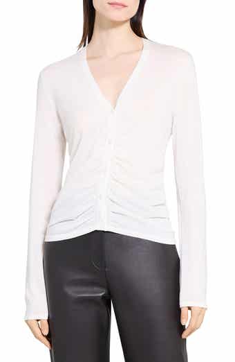 Shirred Merino Wool Cardigan