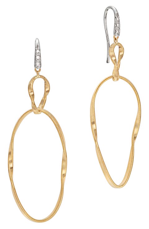 Marrakech Onde 18K Yellow Gold & Diamond Double Drop Earrings