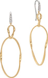 Marco Bicego Marrakech Onde 18K Yellow Gold & Diamond Double Drop Earrings