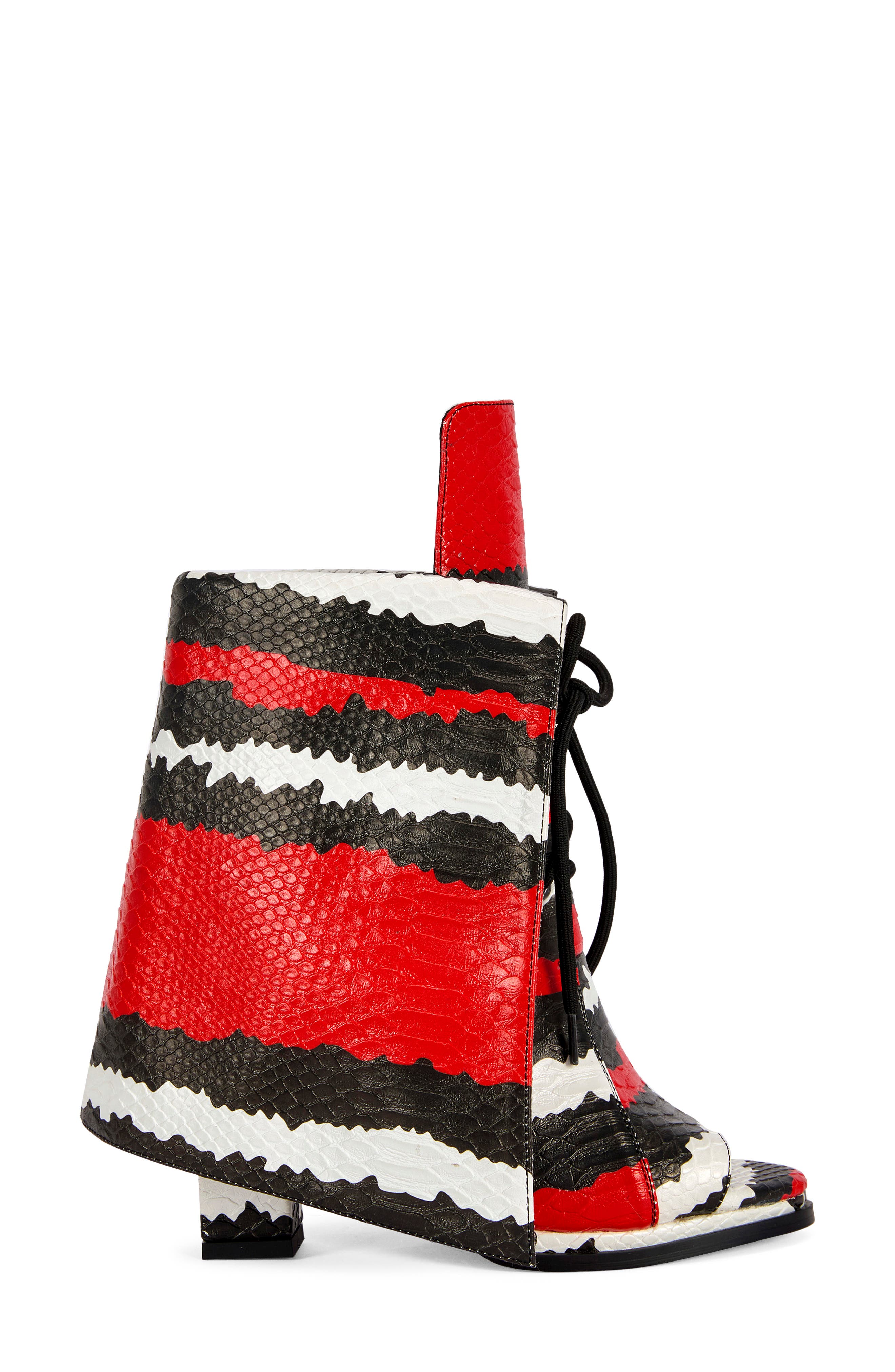 Caelum Faux Leather Peep Toe Bootie, Alternate, color, RED MULTI