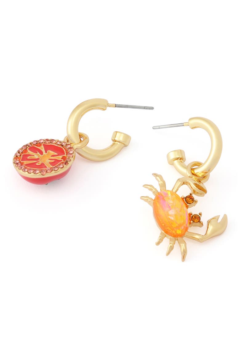 Crab & Tomato Mismatched Drop Earrings, Alternate, color, ORANGE