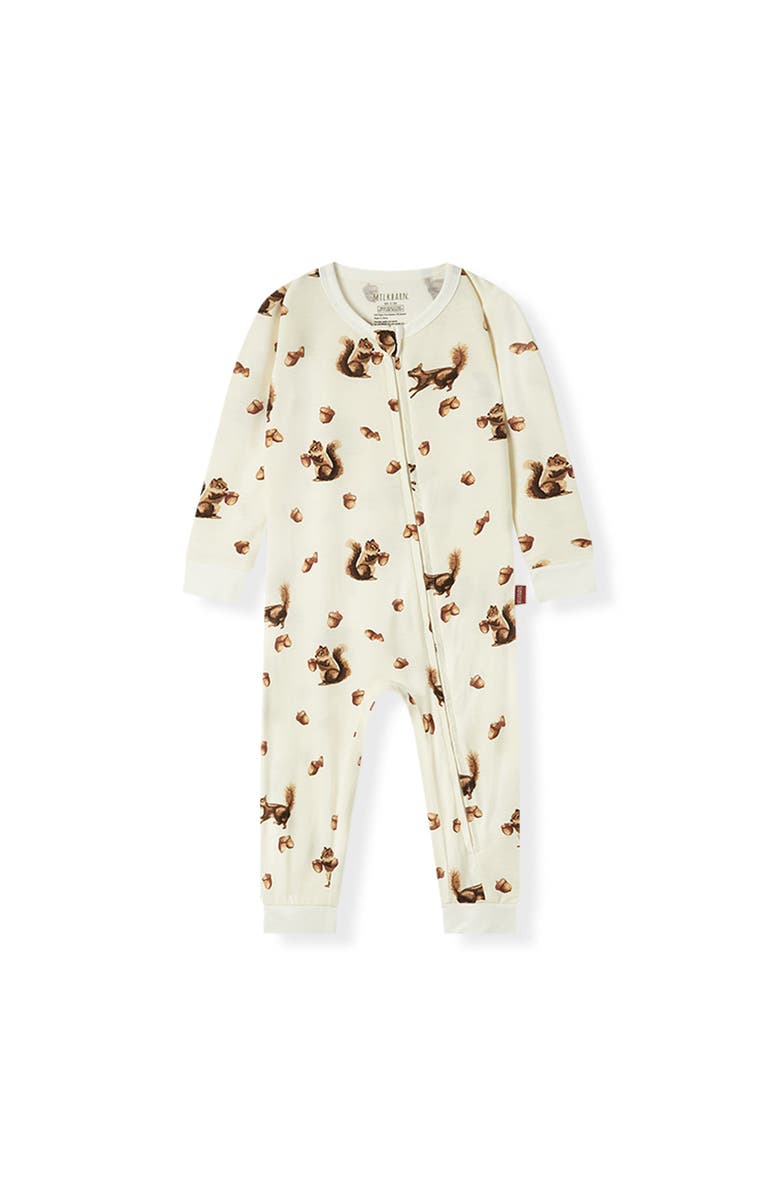 Milkbarn Luxe Stretch Zipper Pajama, Main, color, Chipmunk