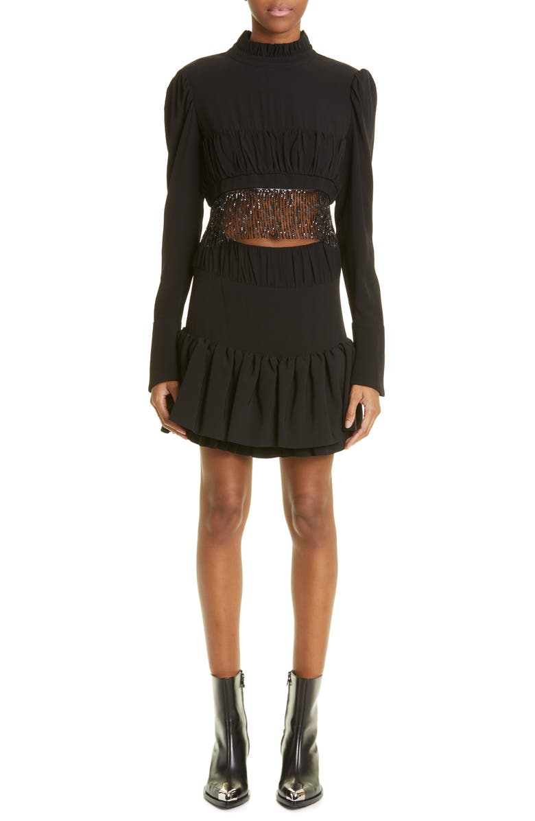 Rabanne Fringe Crop Crepe Top, Alternate, color, 