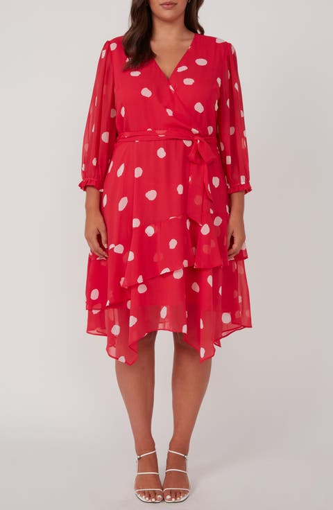 Begin Again Polka Dot Long Sleeve Dress (Plus)