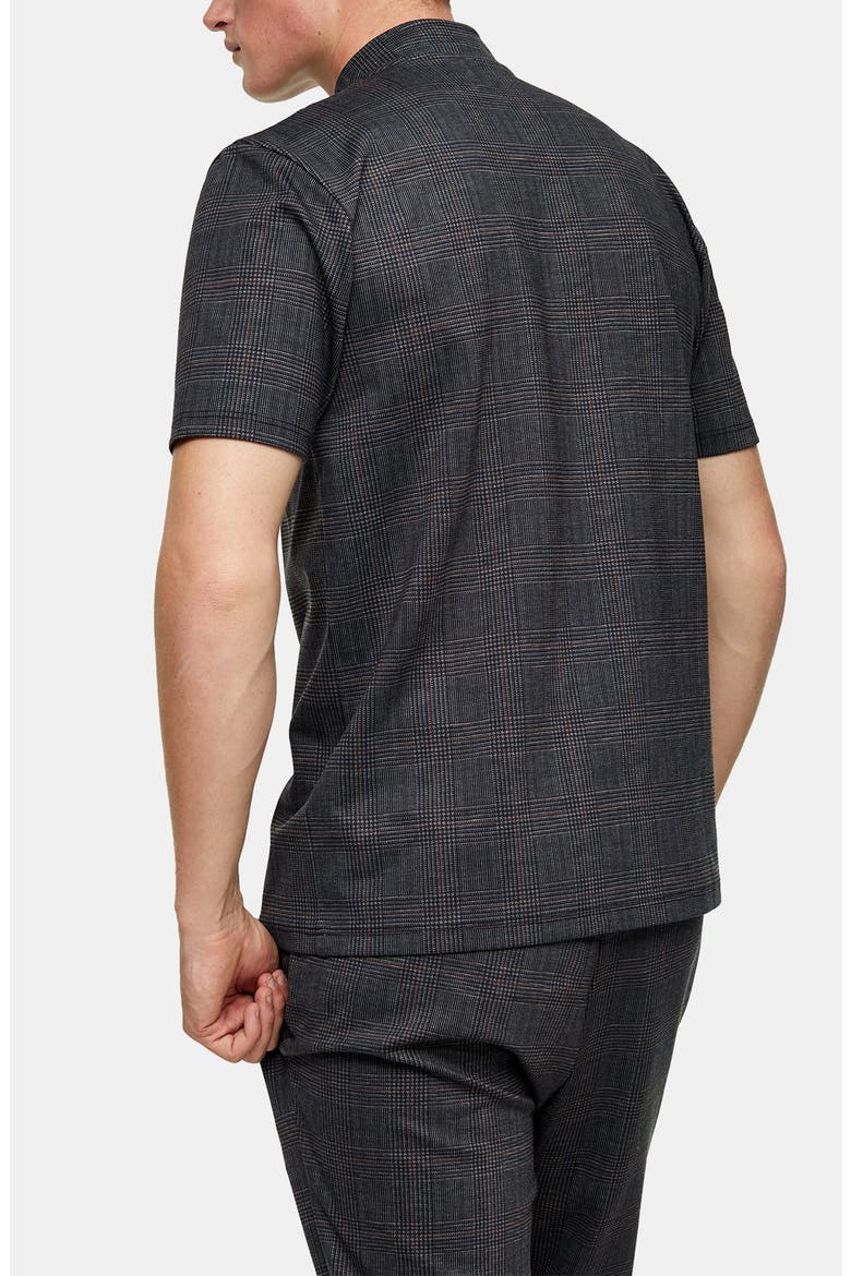 Classic Fit Glen Plaid Quarter-Zip Polo, Alternate, color, BLACK