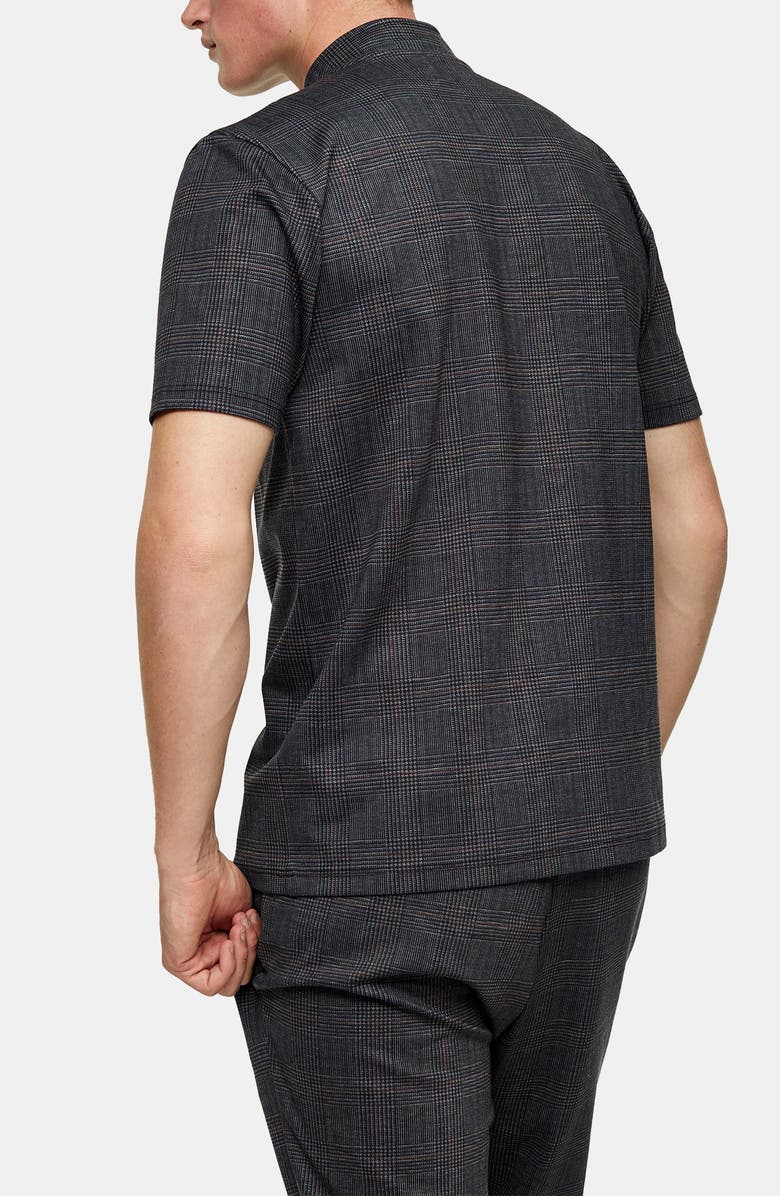 Topman Classic Fit Glen Plaid Quarter-Zip Polo, Alternate, color, 
