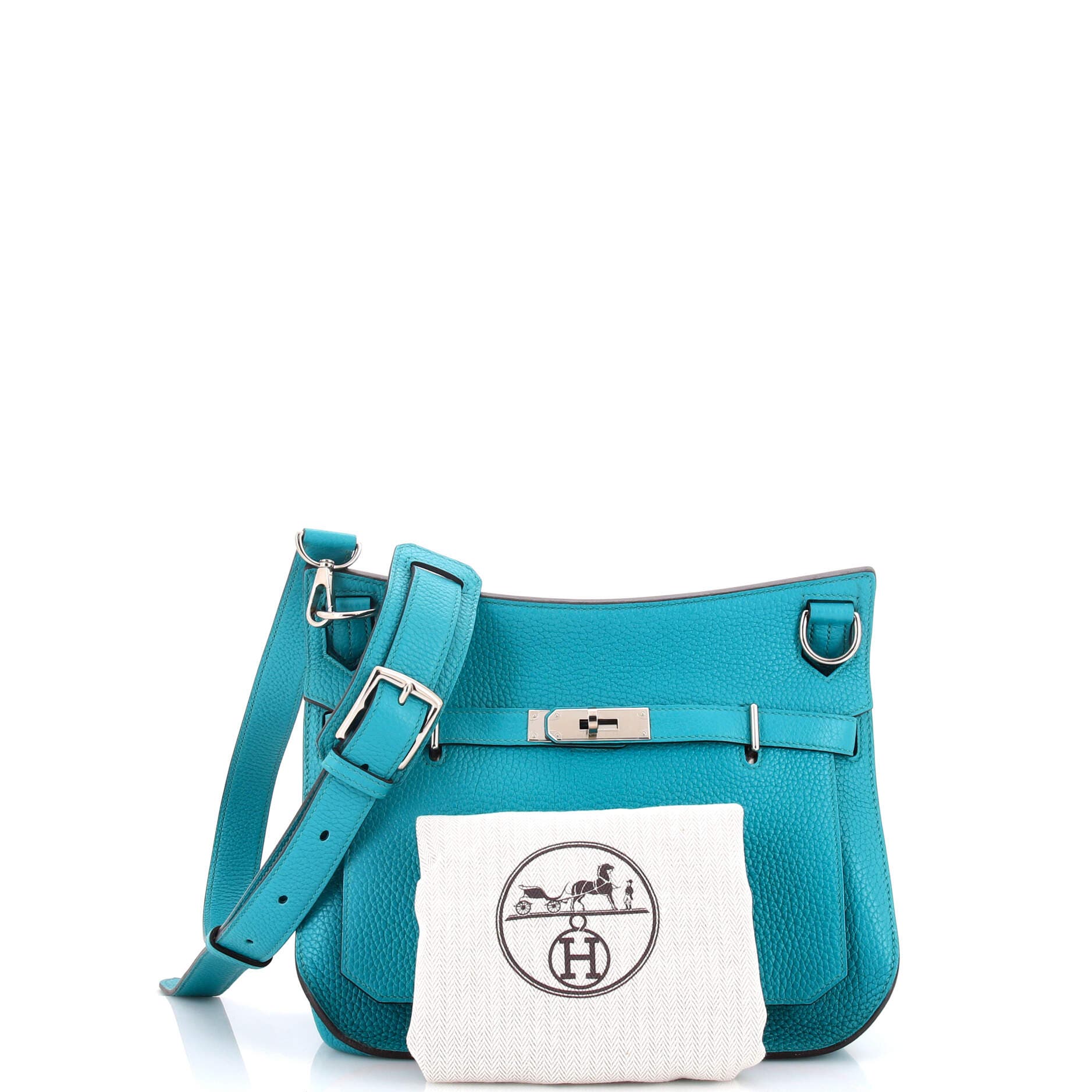 Pre-Owned Hermes Jypsiere Bag Clemence 28, Alternate, color, Bleu Paon