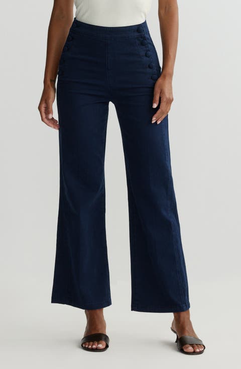 Karmine High Waist Refined Wide Leg Jeans (Bright Navy)