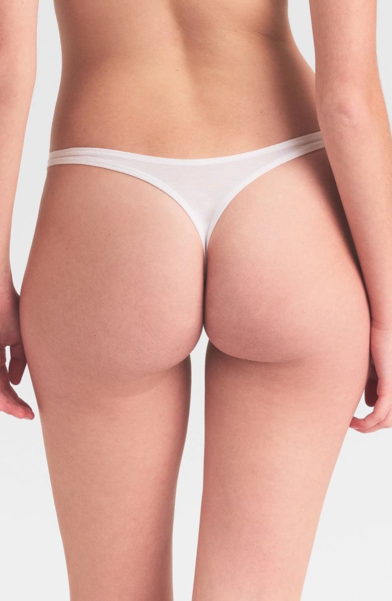 SKIMS Everyday Cotton Thong, Alternate, color, Snow