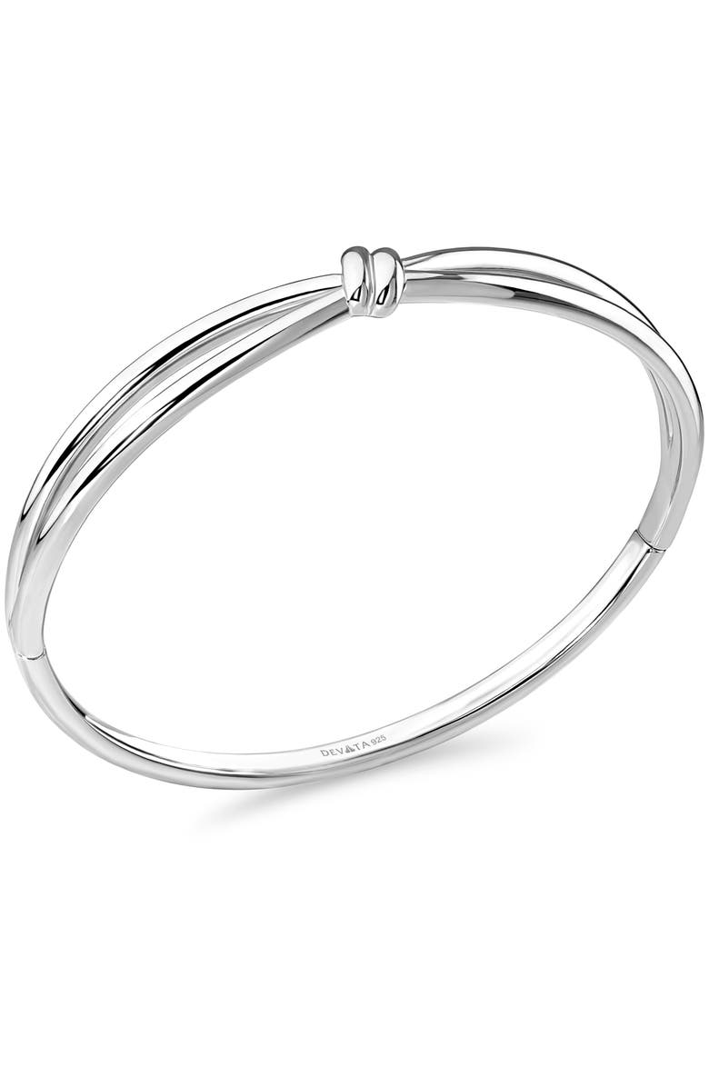 DEVATA Love Knot Bangle Bracelet in Rhodium Plated Sterling Silver, 8mm, Alternate, color, Silver