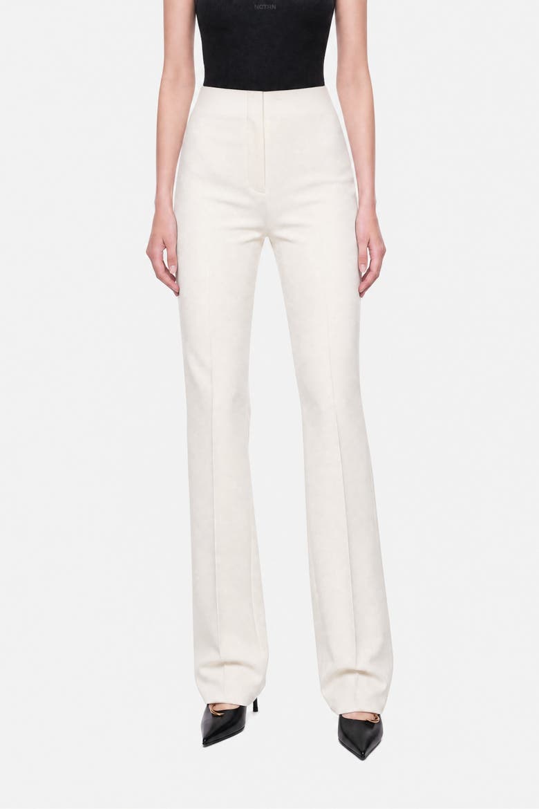 High Waist Slit Hem Trousers, Alternate, color, Ivory