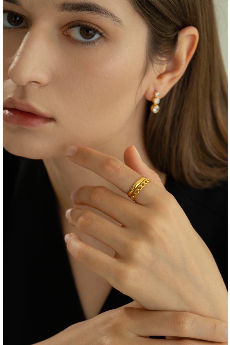 Sterling Silver 18k Gold Plated Ingrid Ring Delicate Modern Dainty, Alternate, color, Gold